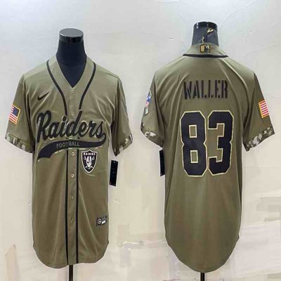 Men's Las Vegas Raiders #83 Darren Waller 2022 Olive Salute to Service Cool Base Stitched Baseball Jersey