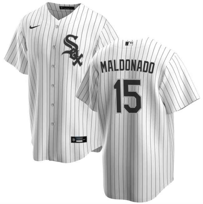 Men's Chicago White Sox #15 Mart'n Maldonado White Cool Base Stitched Jersey