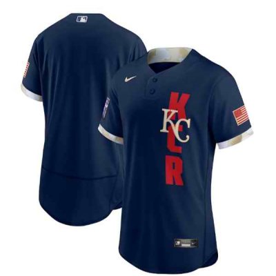 Men's Kansas City Royals Blank 2021 Navy All-Star Flex Base Stitched MLB Jersey