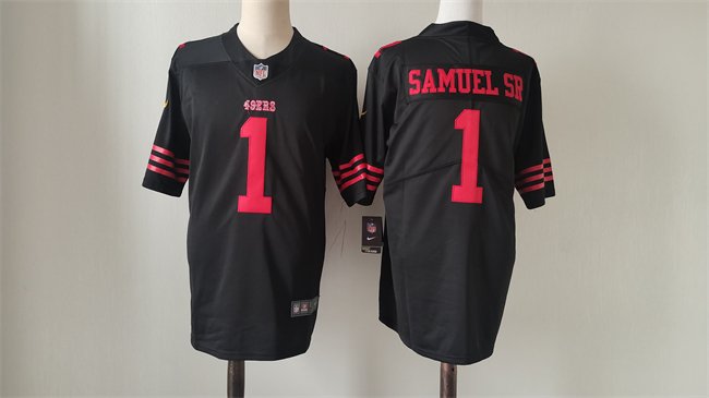 Women's San Francisco 49ers #1 Deebo Samuel Sr. Black Stitched Jersey(Run Small)