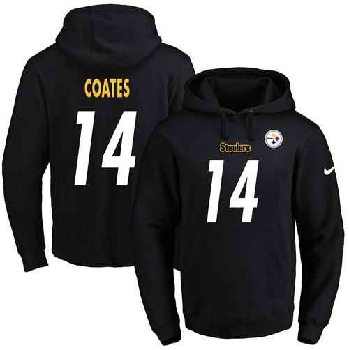 Nike Steelers #14 Sammie Coates Black Name & Number Pullover NFL Hoodie