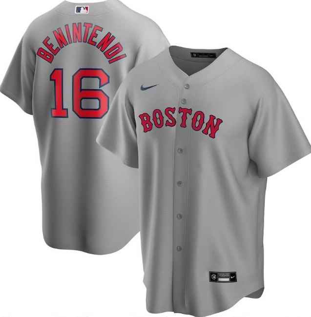 Men's Boston Red Sox #16 Andrew Benintendi Grey Cool Base Stitched Jersey