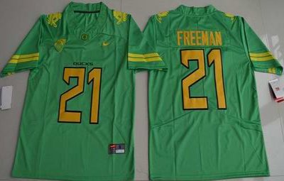 Men's Ducks #21 Royce Freeman Apple Green Electric Lightning Limited Stitched Jersey