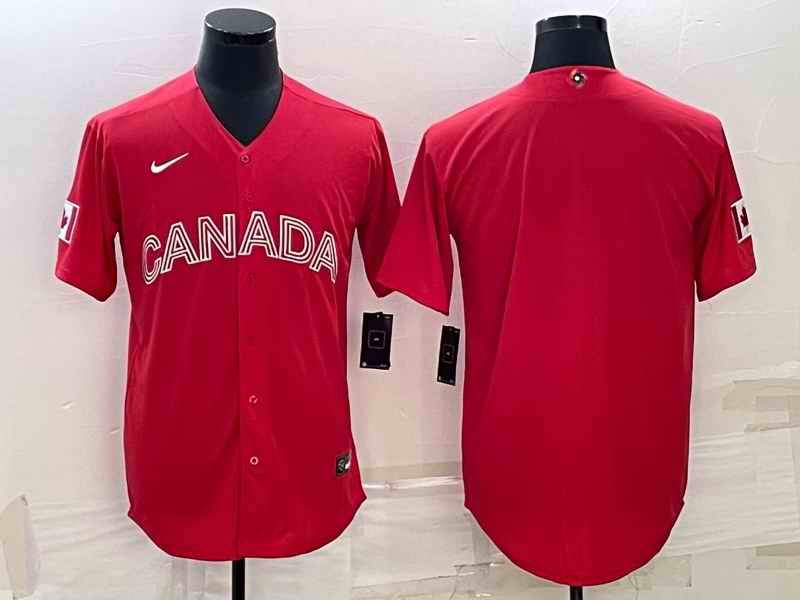 Men's Canada Baseball Blank 2023 Red World Baseball Classic Stitched Jersey