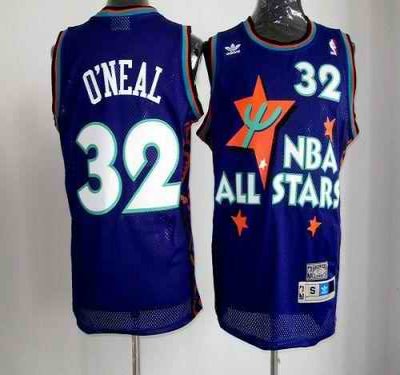 Magic #32 Shaquille O'Neal Purple 1995 All Star Throwback Stitched NBA Jersey