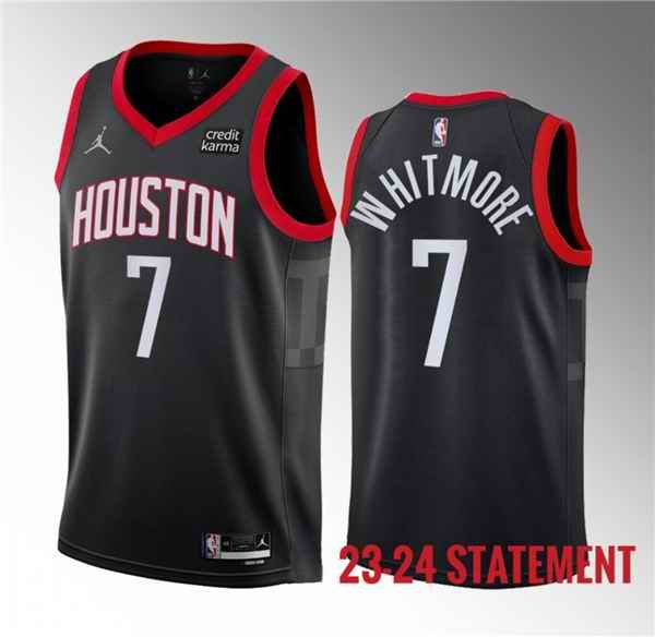 Men's Houston Rockets #7 Cam Whitmore Black 2023 Draft Statement Edition Stitched Basketball Jersey