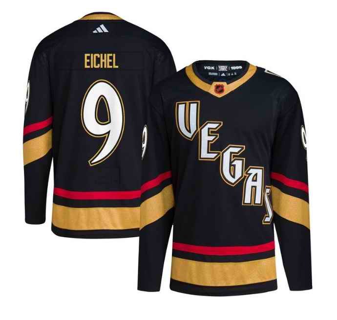 Men's Vegas Golden Knights #9 Jack Eichel Black 2022-23 Reverse Retro Stitched Jersey