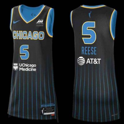 Men's Chicago Sky #5 Angel Reese Black Stitched Jersey