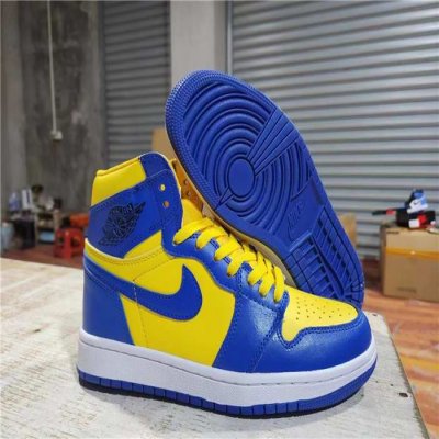 Men's Running Weapon Air Jordan 1 High Yellow/Royal Shoes 0391