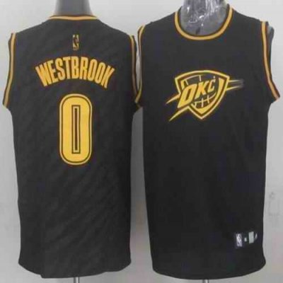 Thunder #0 Russell Westbrook Black Precious Metals Fashion Stitched NBA Jersey