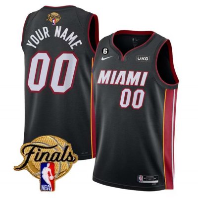 Men's Miami Heat Customized Black Icon Edition With NO.6 Patch Stitched Basketball Jersey