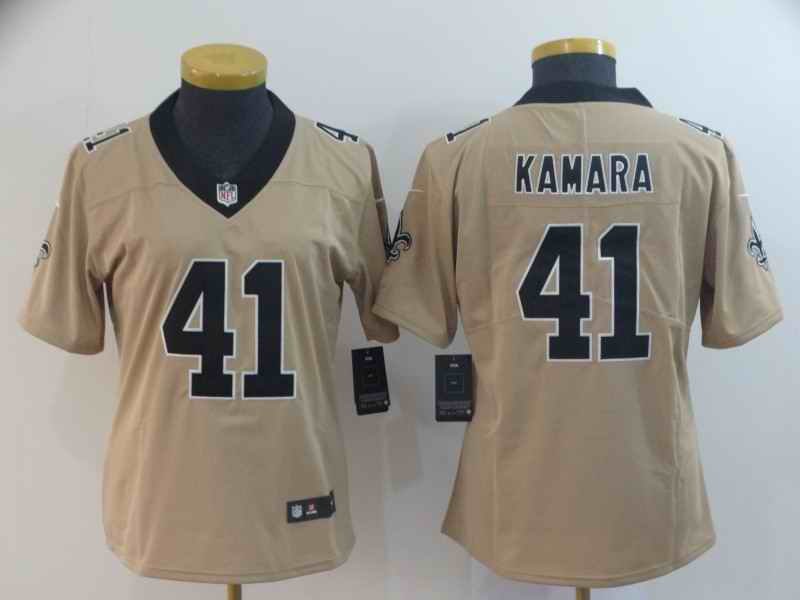 Women's New Orleans Saints #41 Alvin Kamara Gold Inverted Legend Stitched NFL Jersey(Run Small)