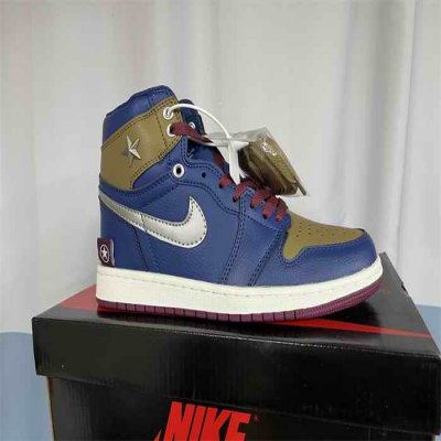 Women's Running Weapon Air Jordan 1 Blue/Olive Shoes 0423