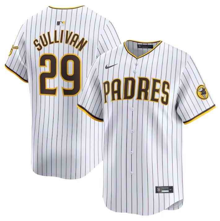 Men's San Diego Padres #29 Brett Sullivan White 2024 Home Limited Stitched Baseball Jersey