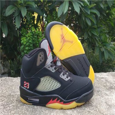 Women's Running Weapon Air Jordan 5 Blank Yellow Shoes 011