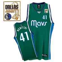 Mavericks 2011 Champion Patch #41 Dirk Nowitzki Green Stitched NBA Jersey