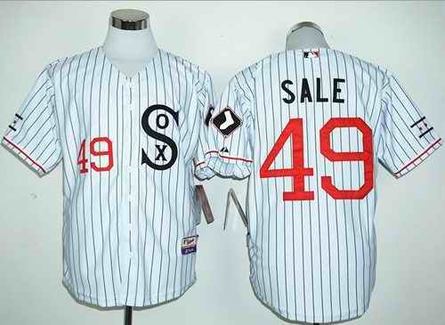 White Sox #49 Chris Sale White(Black Strip) Cooperstown Stitched MLB Jersey