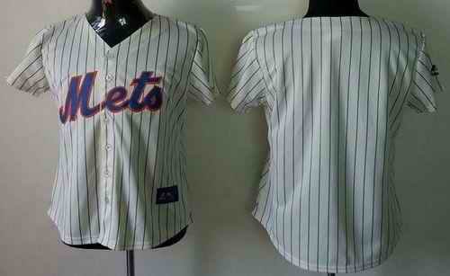 Mets Blank Cream(Blue Strip) Women's Fashion Stitched MLB Jersey