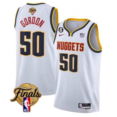 Men's Denver Nuggets #50  Aaron Gordon White 2023 Finals Association Edition With NO.6 Patch Stitched Basketball Jersey