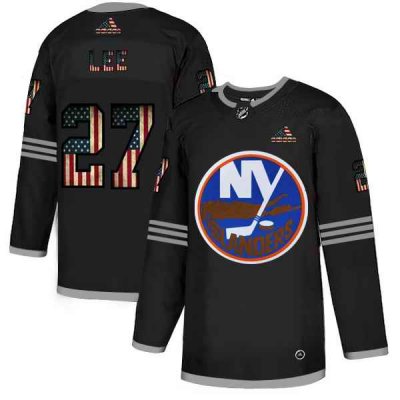 Men's New York Islanders #27 Anders Lee 2020 Grey USA Flag Stitched NHL Jersey