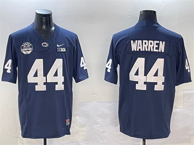 Men's Penn State Nittany Lions #44 Davis Warren Navy 2024 Fiesta Bowl Champions Patch F.U.S.E. Vapor Limited Stitched Jersey