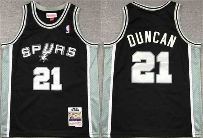 Youth San Antonio Spurs #21 Tim Duncan Black Stitched Jersey