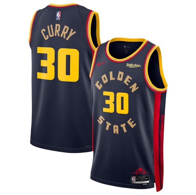 Men's Golden State Warriors #30 Stephen Curry Navy 2024/25 City Edition Stitched Basketball Jersey