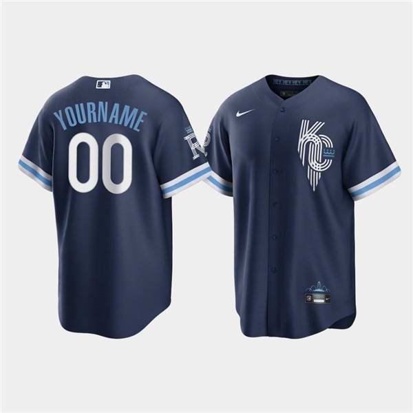 Men's Kansas City Royals Customized 2022 Navy City Connect Stitched Baseball Jersey