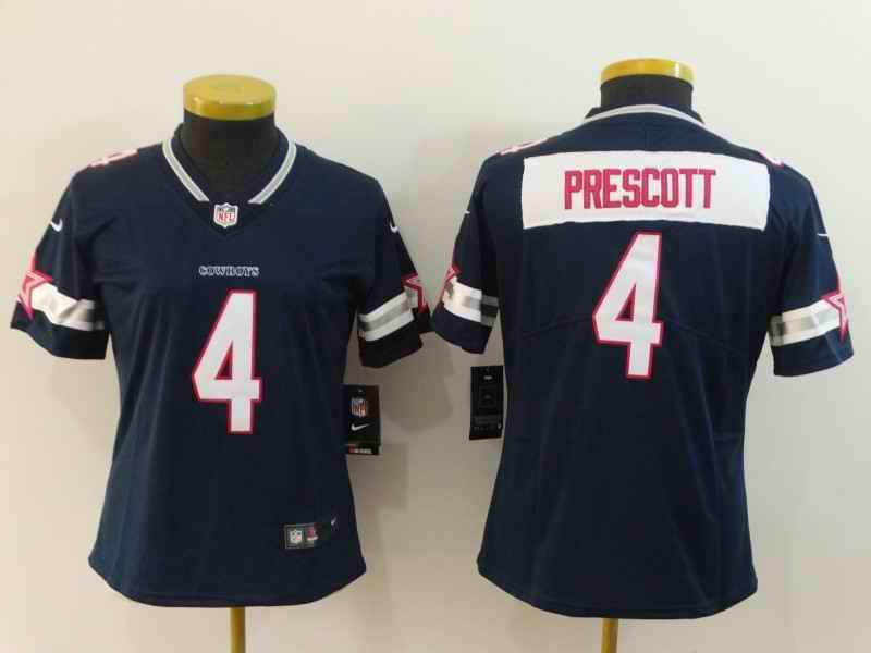 Women's Dallas Cowboys #4 Dak Prescott Navy Pink Women Vapor Untouchable Limited Jersey