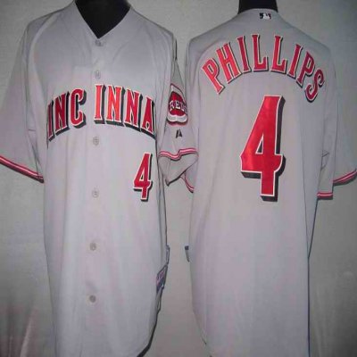 Reds #4 Brandon Phillips Grey Cool Base Stitched MLB Jersey