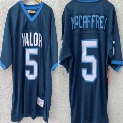 Men's Valor Academy High School #5 Christian Mccaffrey Navy Stitched Football Jersey