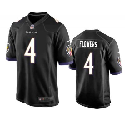 Youth Baltimore Ravens #4 Zay Flowers Black Stitched Game Jersey