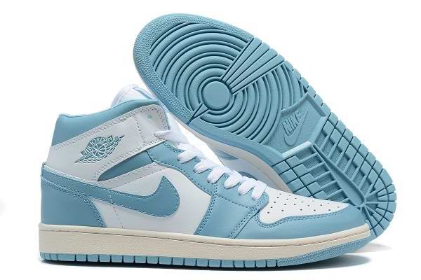 Women's Running Weapon Air Jordan 1 White/Blue Shoes  0166