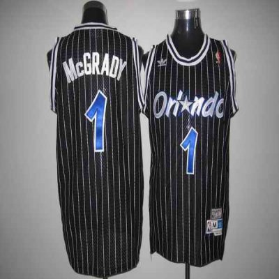 Mitchell And Ness Magic #1 Tracy Mcgrady Stitched Black Throwback NBA Jersey