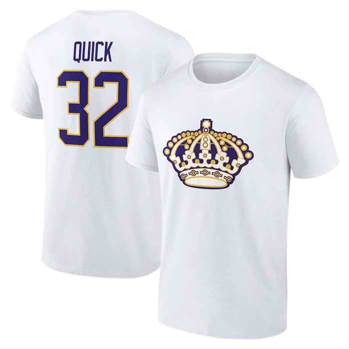 Men's Los Angeles Kings #32 Jonathan Quick White T-Shirt