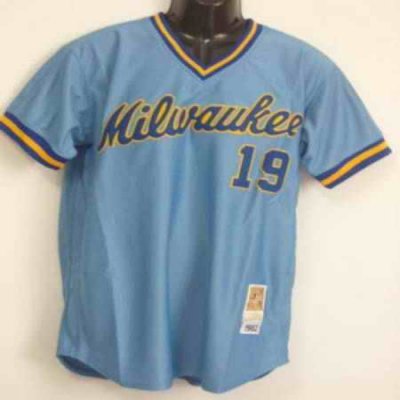 Mitchell and Ness Brewers #19 Robin Yount Stitched Blue Throwback MLB Jersey