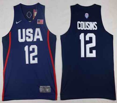 Nike Team USA #12 DeMarcus Cousins Navy Blue 2016 Dream Team Stitched NBA Jersey