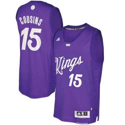 Kings #15 DeMarcus Cousins Purple 2016-2017 Christmas Day Stitched NBA Jersey