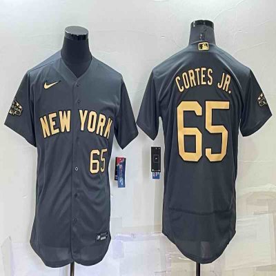 Men's New York Yankees #65 Nestor Cortes Jr. 2022 All-Star Charcoal Flex Base Stitched Baseball Jersey