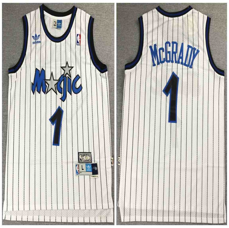 Men's Orlando Magic #1 Tracy McGrady White Throwback Stitched Jersey