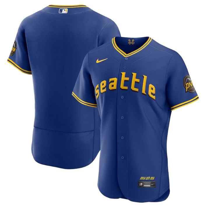 Men's Seattle Mariners Blank Royal 2023 City Connect Flex Base Stitched Jersey