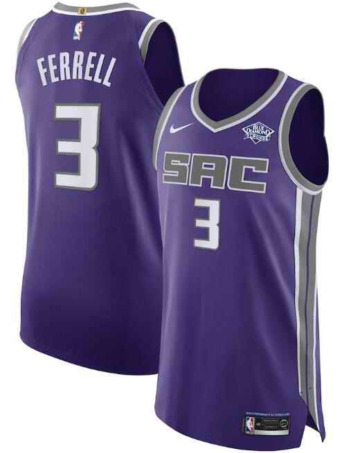 Men's Sacramento Kings #3 Yogi Ferrel Purple Icon Edition Stitched Jersey