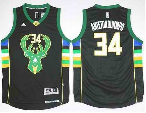 Youth Milwaukee Bucks #34 Giannis Antetokounmpo Black Alternate Stitched Basketball Jersey