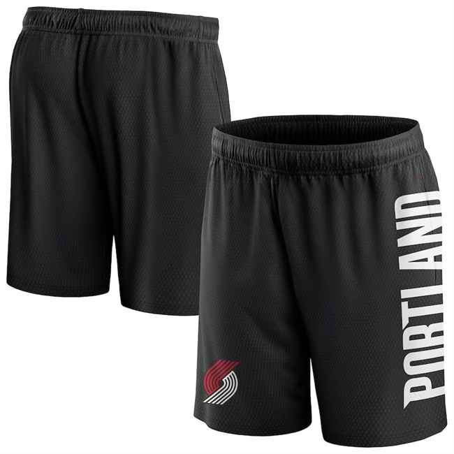 Men's Portland Trail Blazers Black Post Up Mesh Shorts(Run Small)