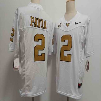 Men's Vanderbilt Commodores #2 Diego Pavia White 2024 F.U.S.E. Vapor Limited Stitched Football Jersey