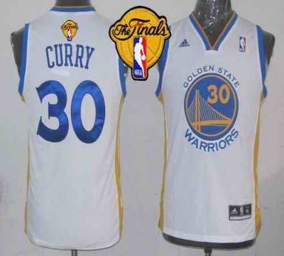 Revolution 30 Warriors #30 Stephen Curry White The Finals Patch Stitched Youth NBA Jersey