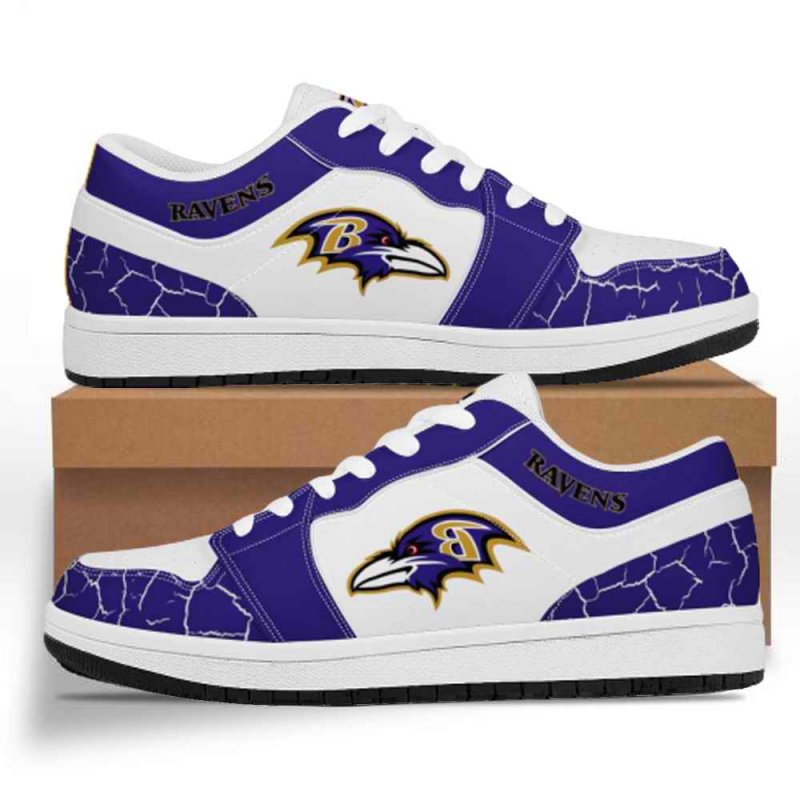 Men's Baltimore Ravens Low Top Leather AJ1 Sneakers 001