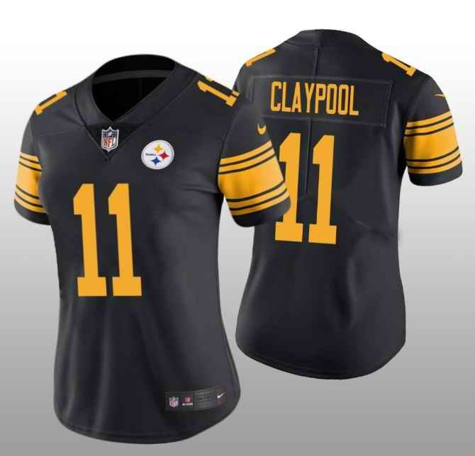 Women's Pittsburgh Steelers #11 Chase Claypool Black Color Rush Limited Stitched NFL Jersey(Run Small)