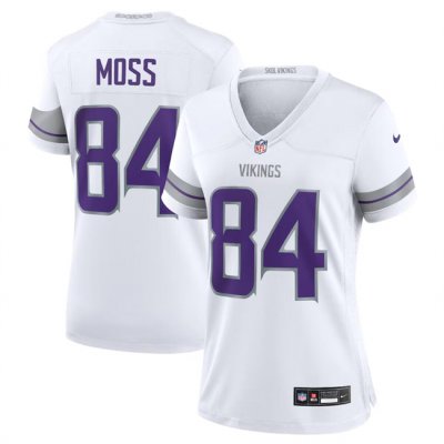 Women's Minnesota Vikings #84 Randy Moss White Winter Warrior Limited Stitched Jersey(Run Small)