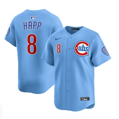 Men's Chicago Cubs #8 Ian Happ Blue 2024/25 2nd Alternate Limited Stitched Baseball Jersey